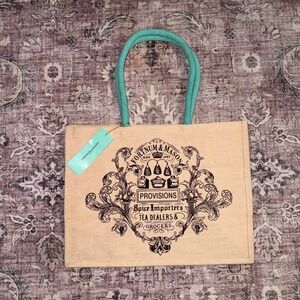 Fortnum & Mason Provisions Juco Tote Bag For Life Teal Handles Reusable NEW